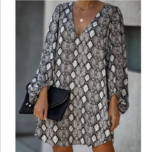 Balloon Sleeve Snake Skin Dress